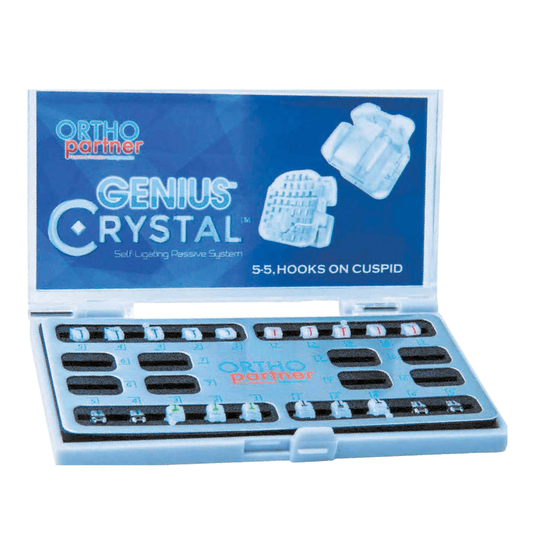Brackets autoligaturants GENIUS CRYSTAL U 5-5 L 3-3 Hks 3